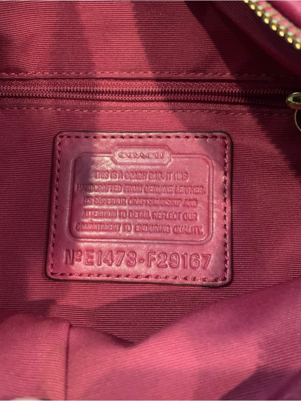 COACH Madison Gathered Convertible Hobo Bag Raspberry AUTHENTIC - Picture 9 of 16